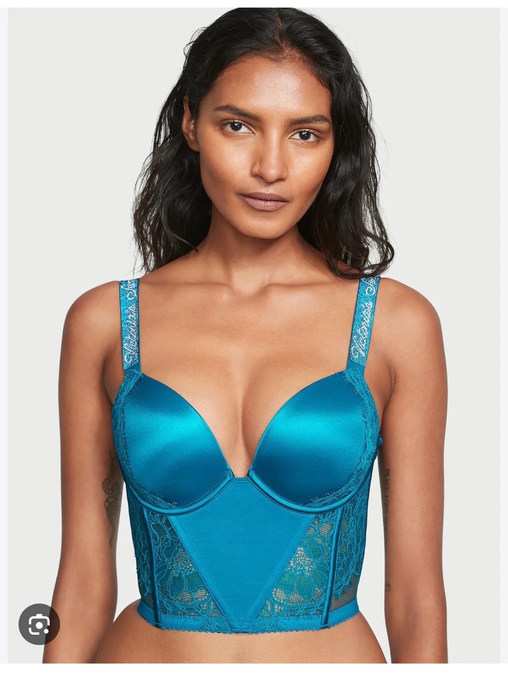 Victoria's Secret Teal Very Sexy Longline Push-Up Bustier Bra